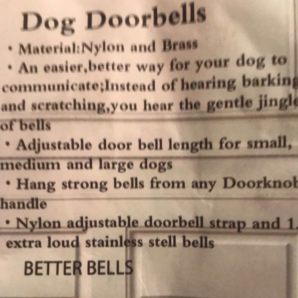 DOG DOOR BELLS - Set of 2- New in Package (Tinkle Bells- Bigger & Louder)